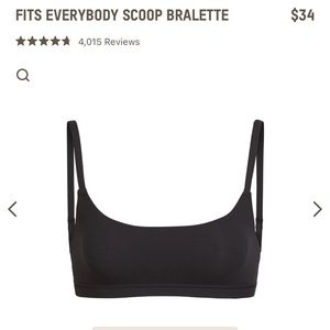 SKIMS FITS EVERYBODY SCOOP BRALETTE NEVER WORN SIZE L ONYX BLACK